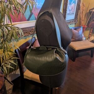 Olive Green Italian Leather Crossbody.